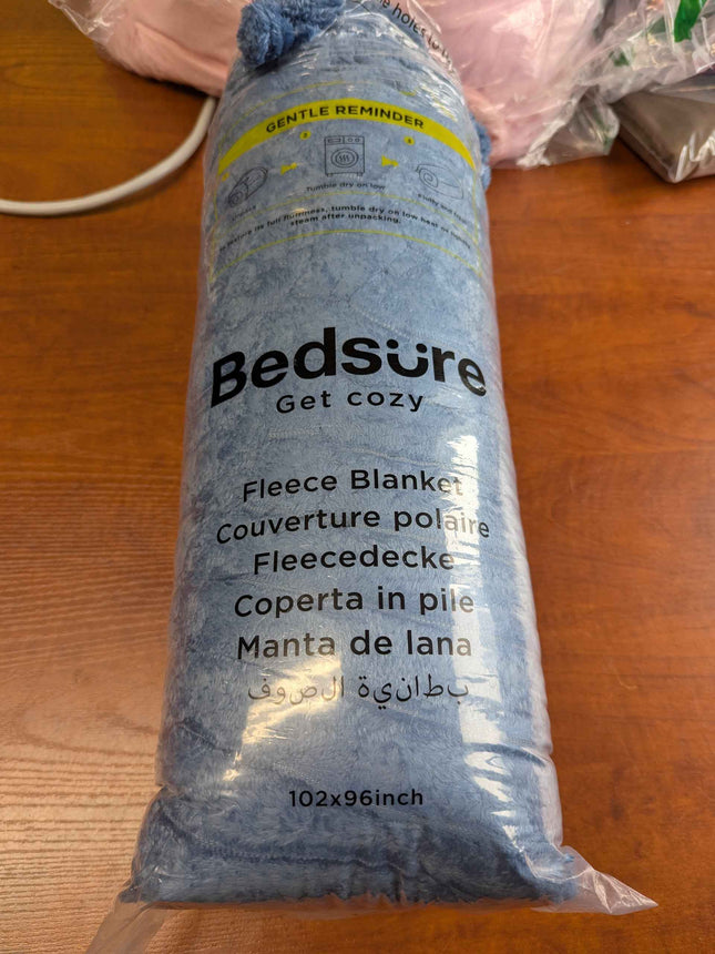 Bedsure fleece blanket blue 102x96 inch king size