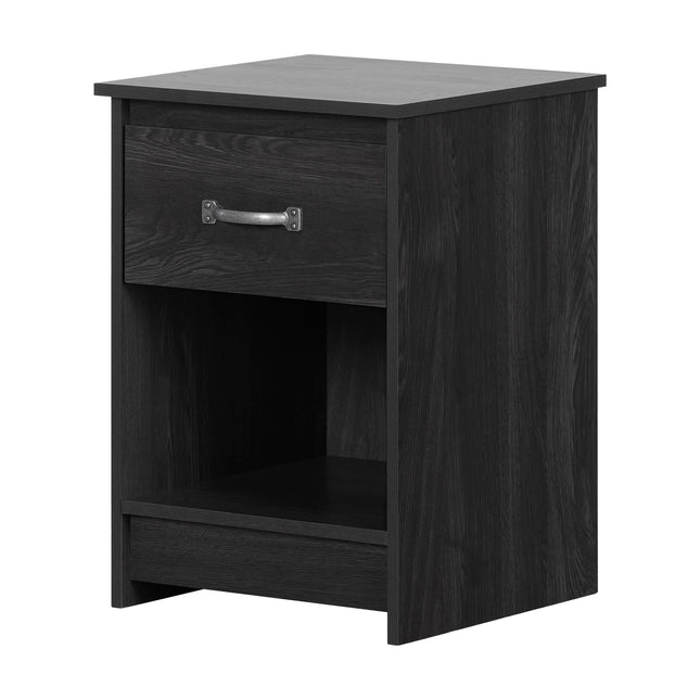 South Shore Furniture Tassio 1-Drawer Nightstand Gray Oak, Farmhouse