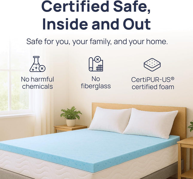 Sure2Sleep Cool Gel Swirl Memory Foam Mattress Topper Made in USA 2-Inch (Twin X