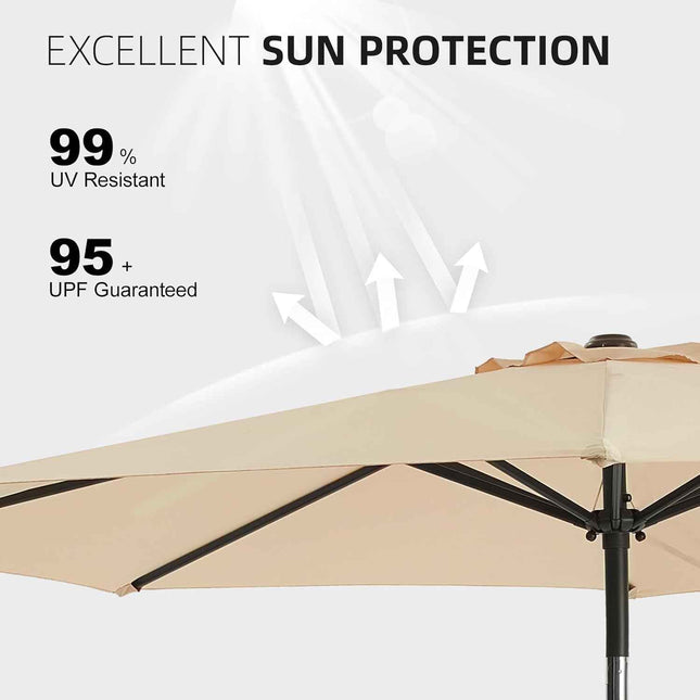 wikiwiki 11 FT Patio Umbrellas Outdoor Table Market Umbrella with Push Button Ti