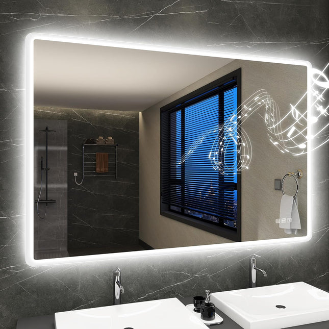 S·BAGNO 47.2''x27.2'' LED Bathroom Mirror with Lights, Bathroom Vanity Wall Mirr