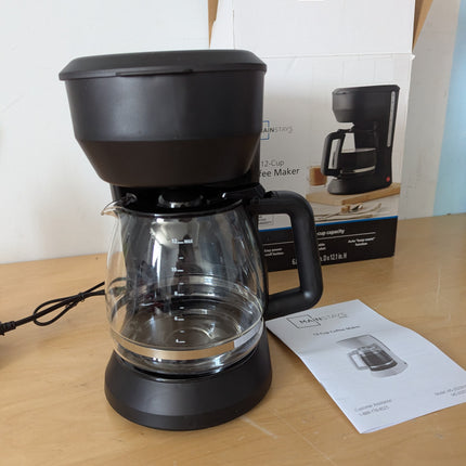 Mainstays 12 Cup Coffee Maker, Black, Plastic