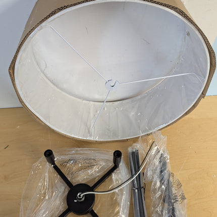 XiNBEi Lighting Drum Chandelier, Farmhouse 4 Light Pendant Light with White Fabr