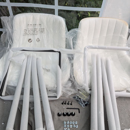 Whiterye 24’’ Bar Stools Set of 2 Modern Barstools White Bar Stools with Fabric