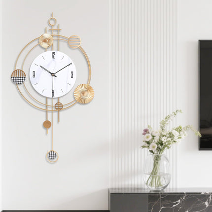 Wall Clock for Living Room, Silent Quality Quartz Battery Operated with Pendulum