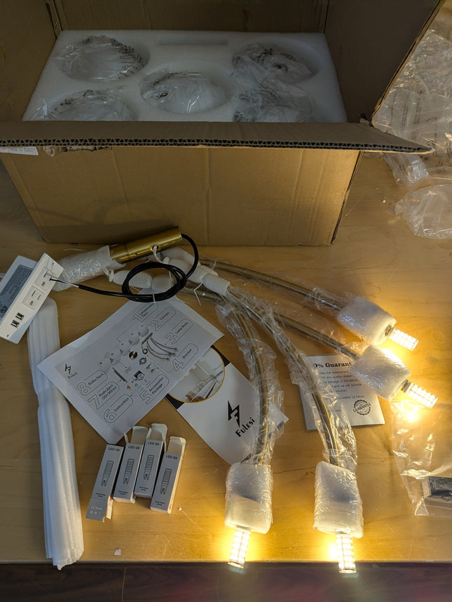 Fulesi Contemporary Gold Ceiling Light 5-Light Glass Globe Lights Mid Century Mo