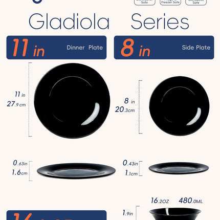 LaGlint Dinnerware Sets for 4, 12 Pieces Opal Glass Plates and Bowls Set, Dishwa