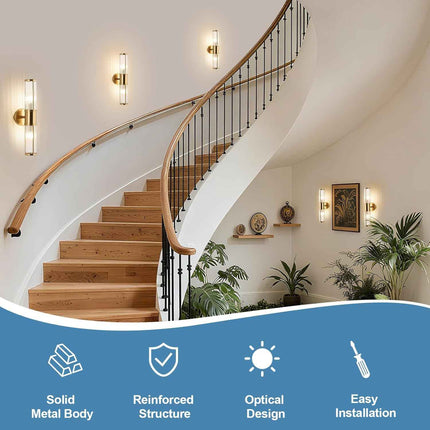 ECOBRT Glass Wall Light Fixture Indoor Antique Brass Bathroom Vanity Lights Besi