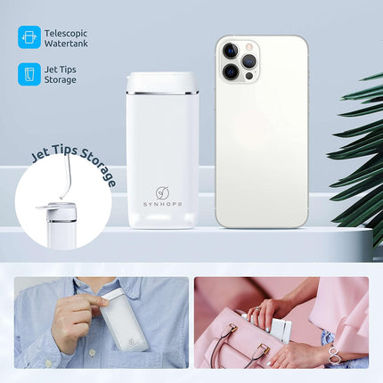 SYNHOPE Water Flosser [Mini Cordless Portable] Oral Irrigator Teeth Cleaner Pick