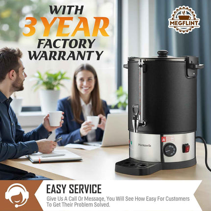 Megaflint 100 Cup Commercial Coffee Urn,Stainless Steel &Thermal Sleeve, 15L Lar