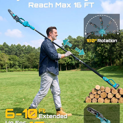 SEESII 2-in-1 Cordless 8 Inch Pole Saw & Mini Chainsaw with 2 Batteries