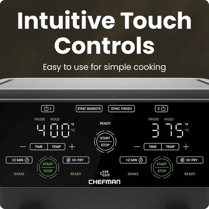 BROKEN BOTTOM (WORKS) CHEFMAN 6 Quart Dual Basket Air Fryer Oven with Easy View