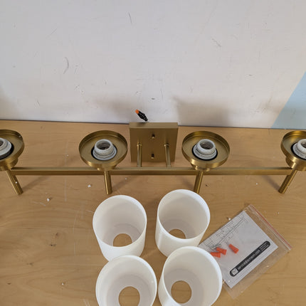 AONEON Wall Light Fixtures 4-Light Over Mirror, Gold Vanity Lights with White Fr