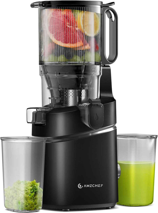 AMZCHEF 5.3 Inch Automatic Juicer Machine, Cold Press Juicer for Whole Fruits an