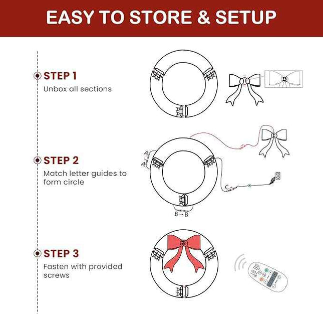 SHareconn 48 Inch Large Artificial Pre-Lit Christmas Wreath for Outdoor Decoration, 210+60 Multi-Color LED Lights with Mantel Bow, 618 PVC Tips, Plug-In Power for Indoor/Outside Xmas Door & Wall Decor https://a.co/d/05YrB0yx