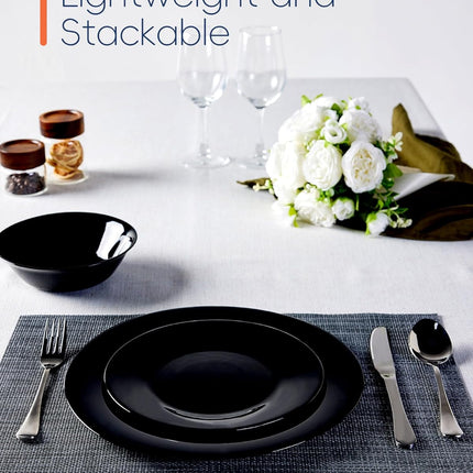 LaGlint Dinnerware Sets for 4, 12 Pieces Opal Glass Plates and Bowls Set, Dishwa