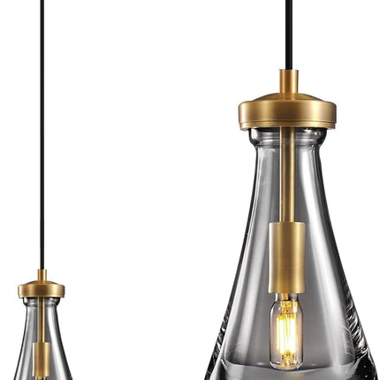 TACDANDM 4.92'' Gold Clear 1-Light Teardrop Glass Pendant Light Adjustable Moder