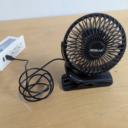 BESKAR USB Powered Clip on Fan, Portable Small Fan with Cord, 3 Speeds