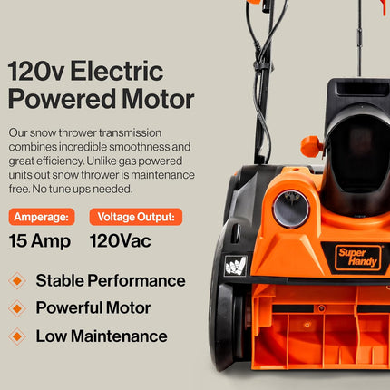 SuperHandy Electric Snow Thrower Walk-Behind Blower Corded AC 120V 18 inch Clear