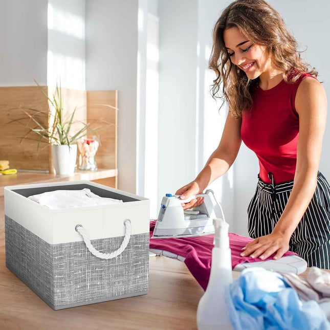 Fab totes Storage Bins 2-Pack，White & Grey