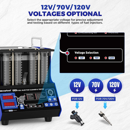 MR CARTOOL V209 GDI Ultrasonic Fuel Injector Cleaner Machine, 4-Cylinder