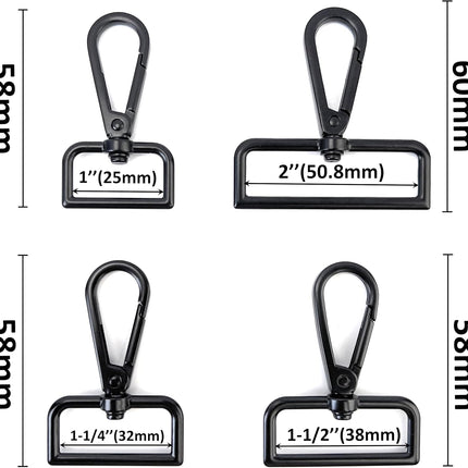 VersaKits 10 Pcs 2'' Matte Black D Ring Swivel Lobster Clasps | Premium Zinc All