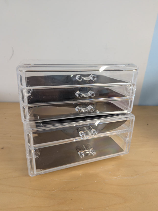 SONGMICS Makeup Organizer, Stackable Cosmetics Boxes, 5 Drawers, Transparent Pol