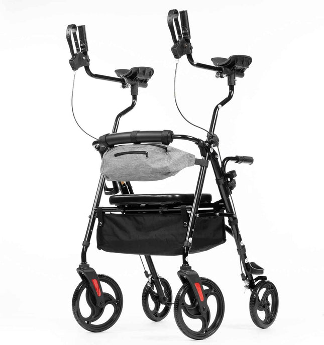 Purarelax Upright Rollator Walker, Stand Up Walkers with Armrest, 10" Wheels, Fr