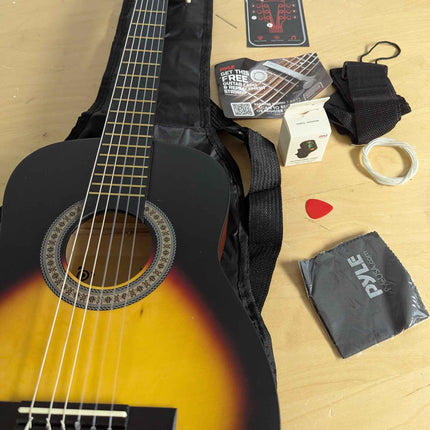 PYLE 30" Classical Acoustic Guitar Kit- 1/4 Junior Size, for Students Youth Girl