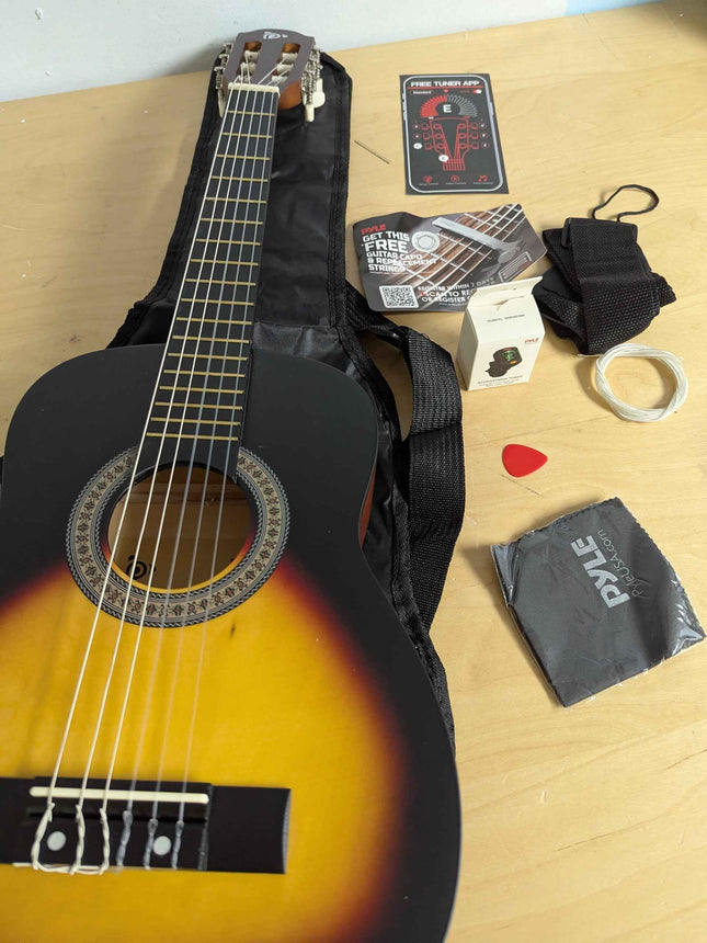 PYLE 30" Classical Acoustic Guitar Kit- 1/4 Junior Size, for Students Youth Girl