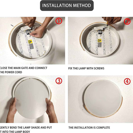 DODOPEN Flush Mount Ceiling Light, 24W Minimalist Wood Ceiling Light, 3000K/4500