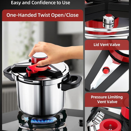 3-In-1 304 Stainless Steel Pressure Cooker 9 Litre: [Explosion-Proof]