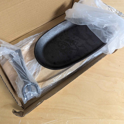 Mifoci 6 Pcs Oval Cast Iron Fajita Skillet Pan Set Small Sizzling Steak Plate wi