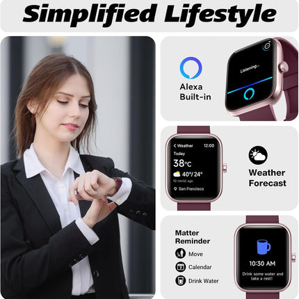Smart Watch for Men Women with Bluetooth Call, Alexa Built-in, Heart Rate & Slee