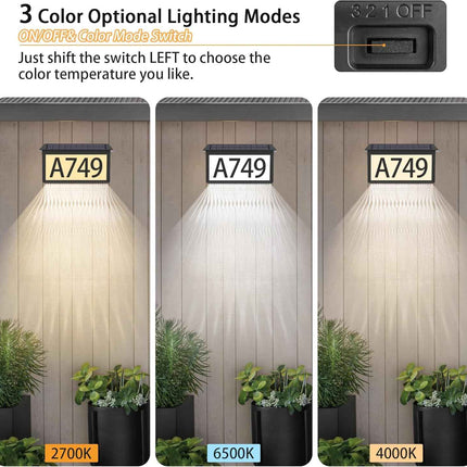 Nazuwke Solar Address Sign, House Numbers for Outside Light Up, 3 Colors Waterpr