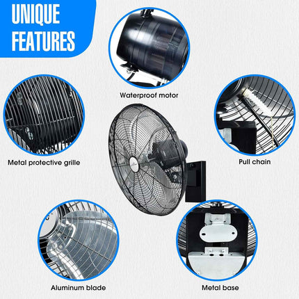 iLiving 20" Outdoor Oscillating High Velocity Wall Fan with 4750 CFM Heavy Duty