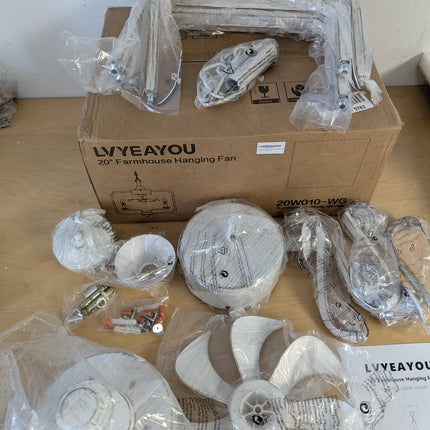 LVYEAYOU Chandelier Ceiling Fan, 20" Farmhouse Fandelier Ceiling Fans with Light