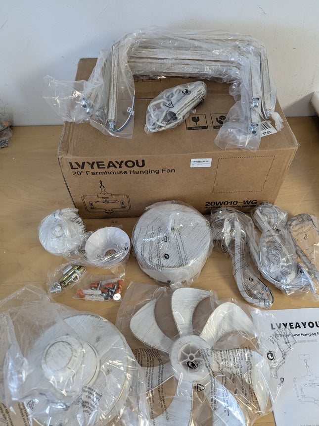 LVYEAYOU Chandelier Ceiling Fan, 20" Farmhouse Fandelier Ceiling Fans with Light