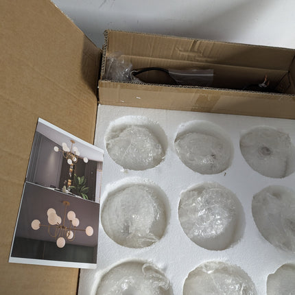 Mid Century Chandelier,Modern Sputnik Globe Chandelier,Black Chandeliers for Din