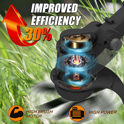 FISIYINDZ Cordless Electric Weed Wacker 21V with 2x 2000mAh Batteries, 3-in-1 Grass Trimmer & Edger (Only 1 Steel Blade)