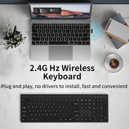 Wireless Keyboard, 2.4G USB Slim Silent Cordless Keyboard for Windows Chrome Lap