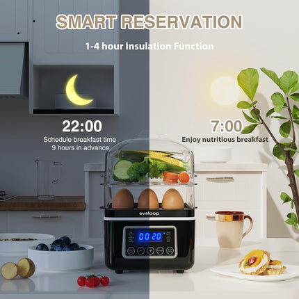 2 Tiers Mini Electric Food Steamer for Cooking, 4 QT Digital Multi Vegetable Ste