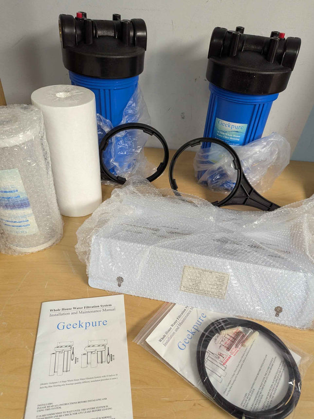 Geekpure 2 Stage Whole House Water Filter System with 10 Inch Blue Housing - 4.5