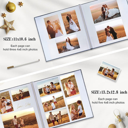 Finksy Large Photo Album Self Adhesive for 3x5 4x6 5x7 8x10 Pictures Linen Scrap