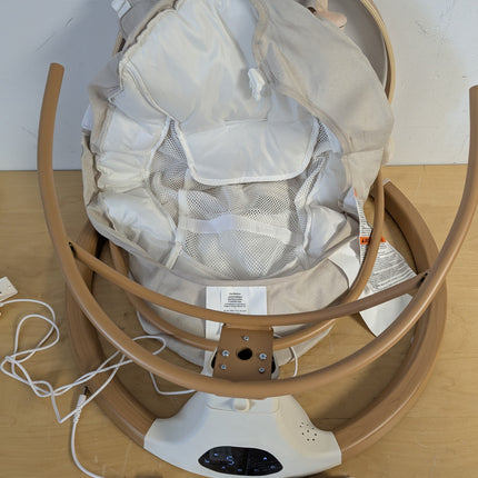 Monamii Bluetooth Baby Swing for Infants, 5 Sway Motions, 10 Melodies, Remote Control and Auto-Rocking, Light Beige