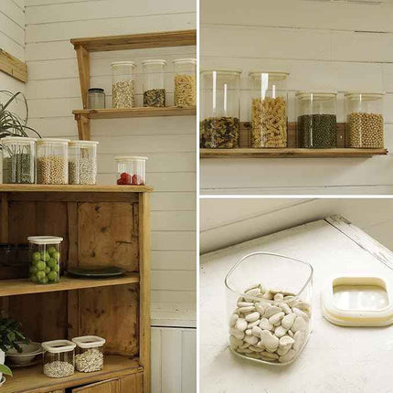CozNido 12pcs Square Pantry Glass Jars with Clear Airtight Lids Kitchen Canister