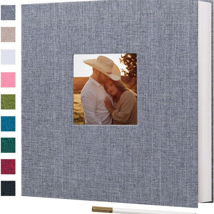Finksy Large Photo Album Self Adhesive for 3x5 4x6 5x7 8x10 Pictures Linen Scrap