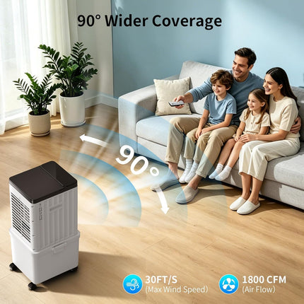 SimerSure 3-in-1 Portable Evaporative Air Cooler with Removable Water Tank, 4 Ice Packs, Timer and Remote Control