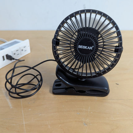 BESKAR USB Powered Clip on Fan, Portable Small Fan with Cord, 3 Speeds