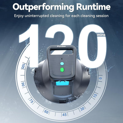 Pondee X1 Robotic Pool Vacuum, Cordless Pool Cleaner with 120 Mins Runtime, Auto